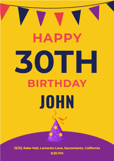 Happy 30th Birthday John Announcement — Announcement Emails template