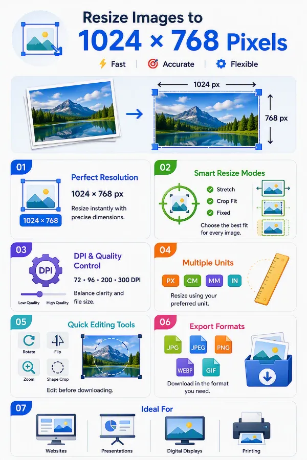 1024×768 pixel image resizer features