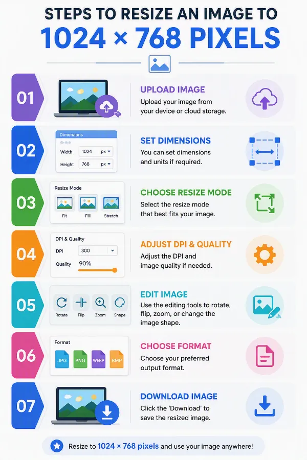 Steps to resize an image to 1024×768 pixels