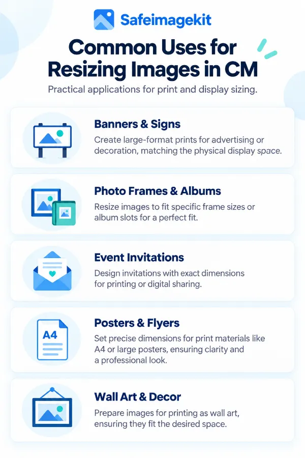 Common uses of resizing images in centimeters