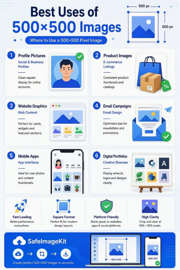 Uses of 500 x 500 pixel images