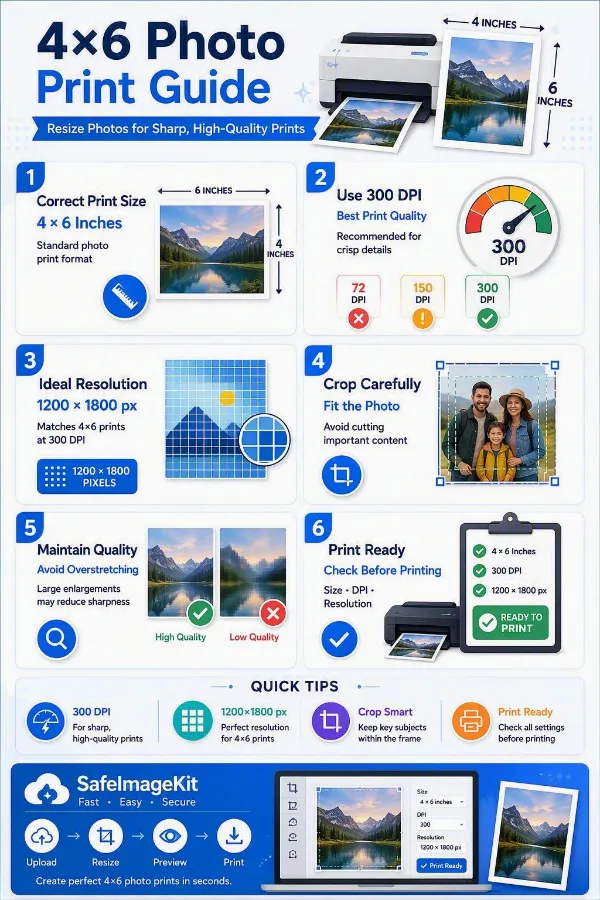 4 x 6 inches photo print guide