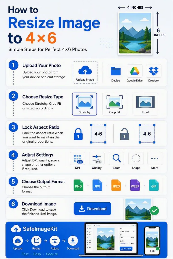 Steps to resize an image to 4 x 6 inches