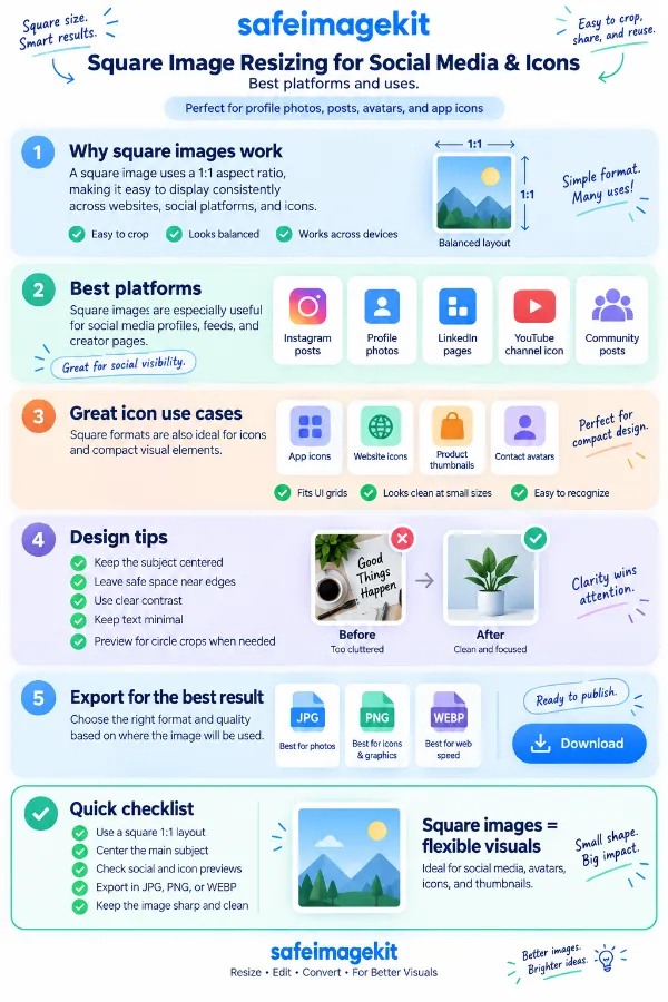 Square image resizing for social media and icons