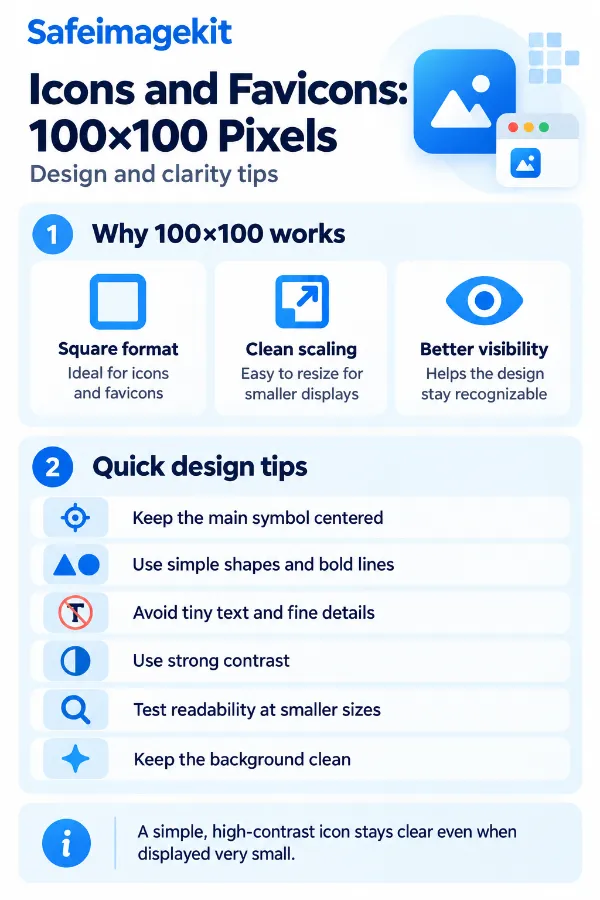 Clarity and design tips for 100 × 100 pixel icons and favicons