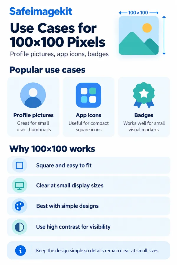 Use cases for 100 x 100 pixel images