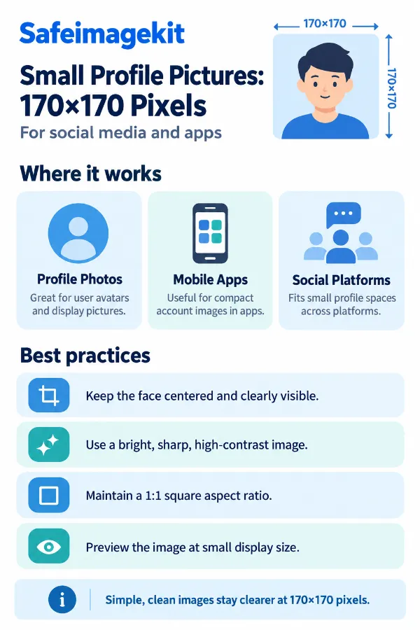 170 × 170 pixel profile pictures for social media and apps