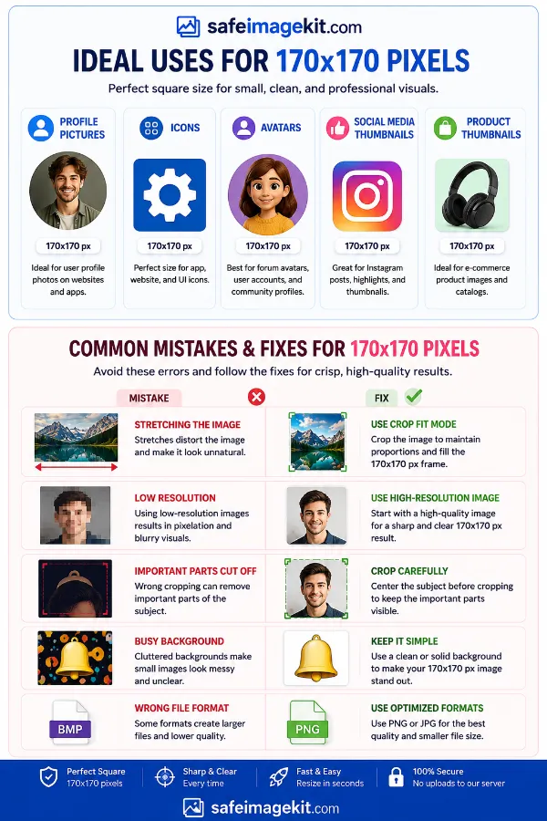 Ideal uses, common mistakes, and fixes for 170 × 170 pixel images