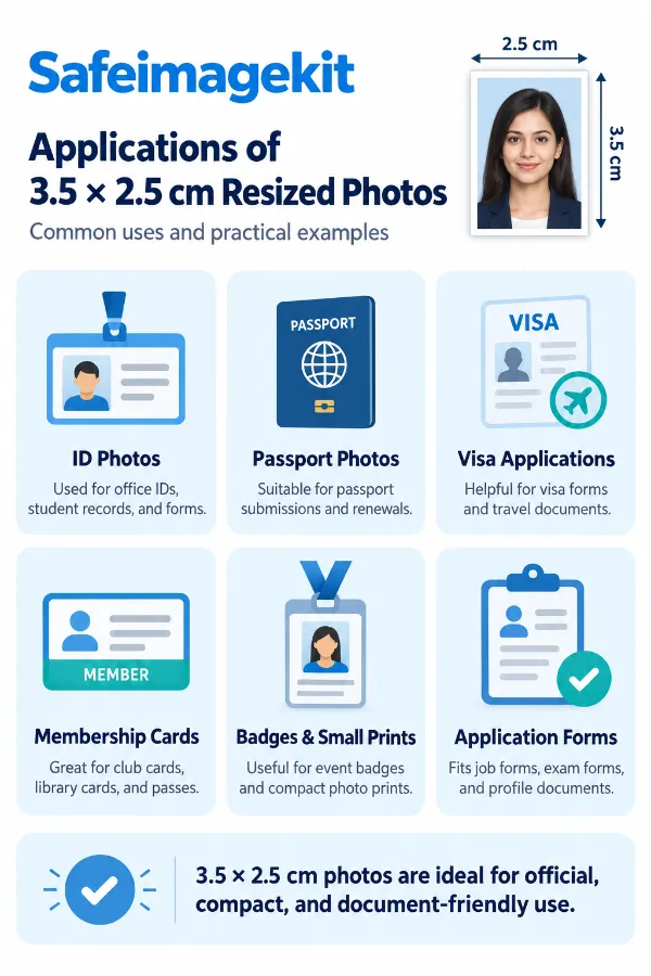 Applications of a 3.5 × 2.5 cm resized photo