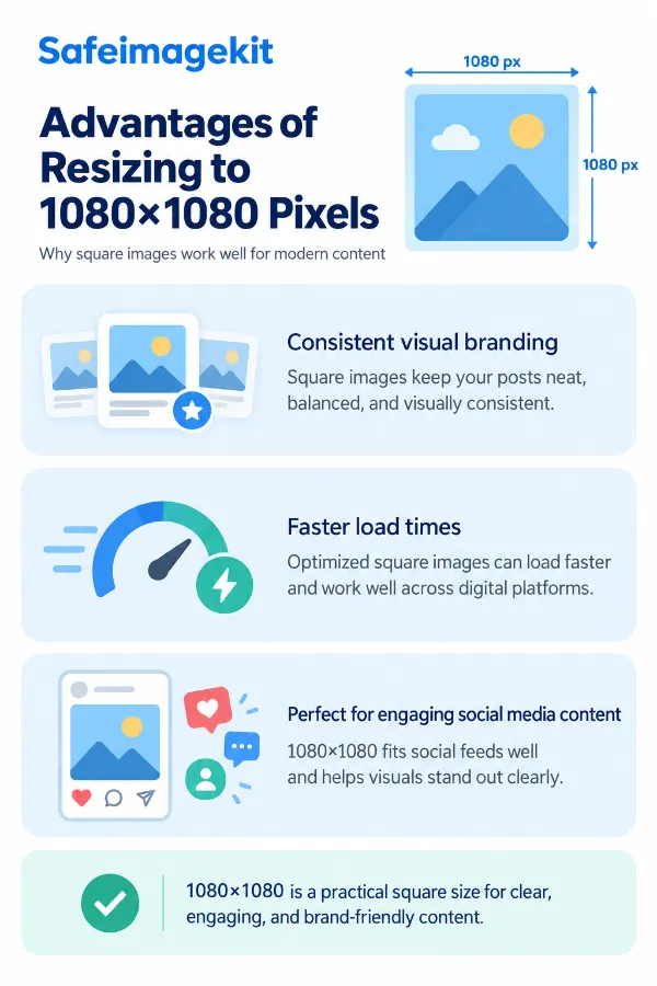 Advantages of resizing an image to 1080 x 1080 pixels
