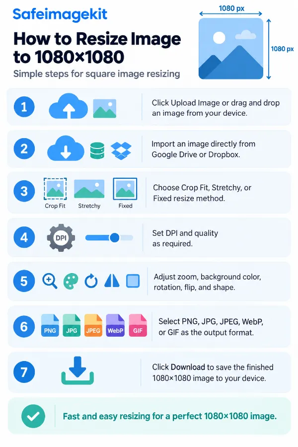 Steps to resize an image to 1080 x 1080 pixels