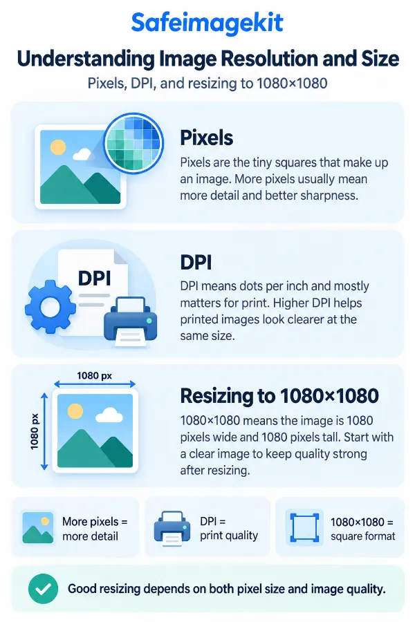 Understanding image resolution and size at 1080 × 1080 pixels
