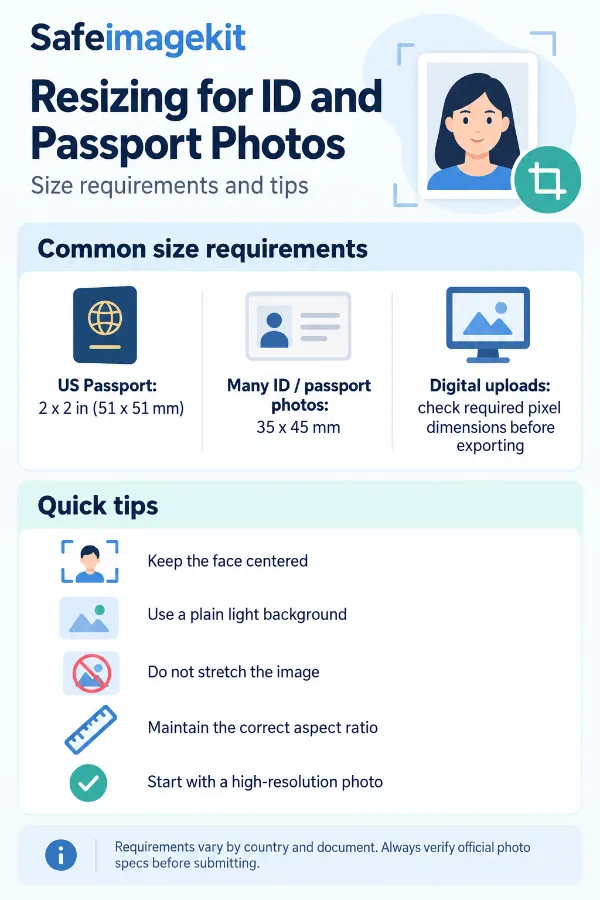 Resizing images for ID and passport photos