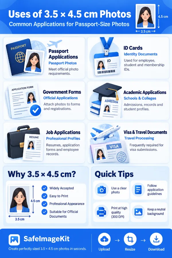 Uses of 3.5 x 4.5 cm photos